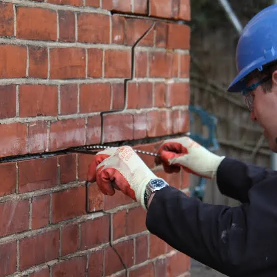 Helifix crack stitching and wall tie installation, London